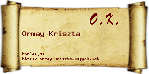 Ormay Kriszta névjegykártya